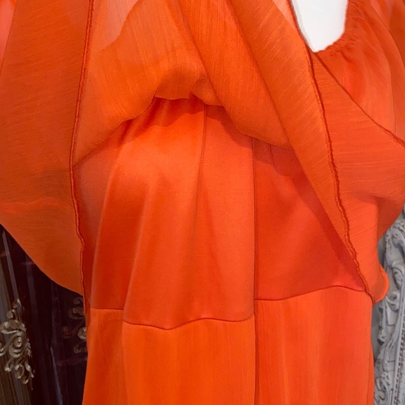Vibrant Orange Ruffle Blouse - Picture 6 of 17